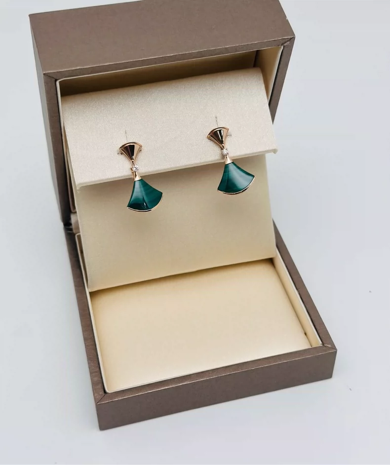 Bulgari Large Malachite Green Fan Earrings