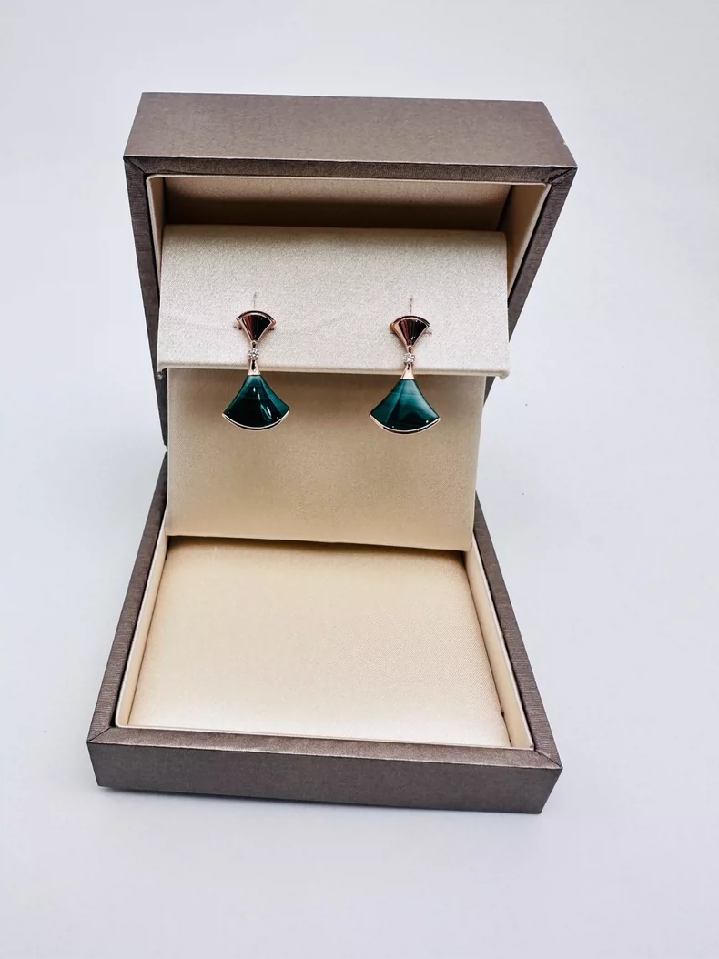 Bulgari Large Malachite Green Fan Earrings-2