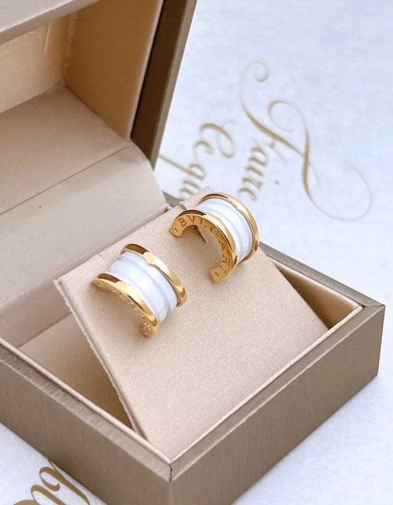 Bvlgari Bulgari Spring Series Rose Gold White Ceramic Earrings