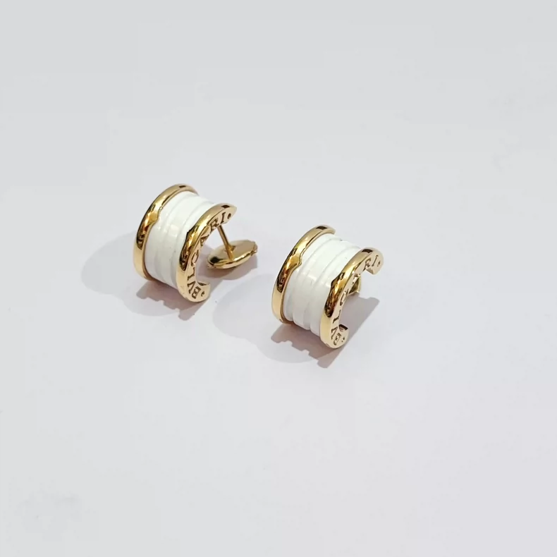 Bvlgari Bulgari Spring Series Rose Gold White Ceramic Earrings-3