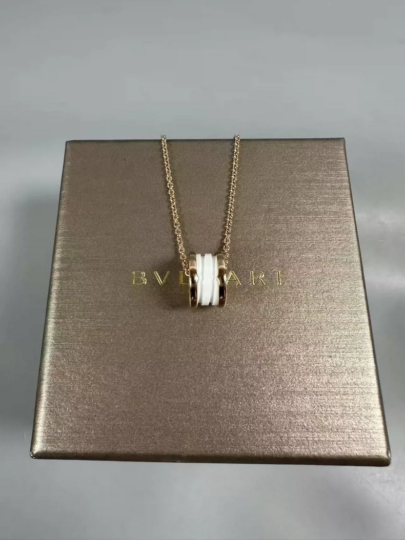 BVLGARI white ceramic rose gold necklace-5