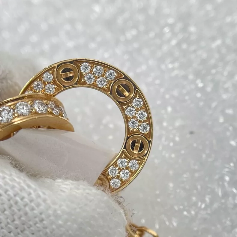 Cartier Love double ring necklace with diamonds-4
