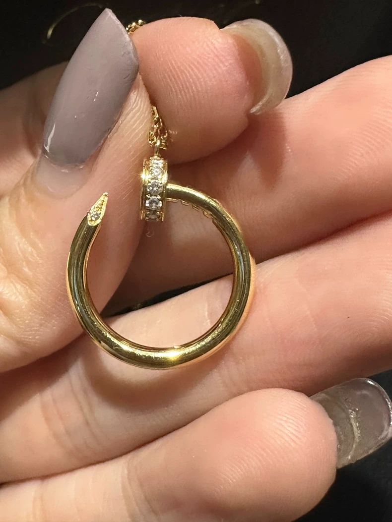 Cartier Rose Gold Half Diamond Nail Necklace-5