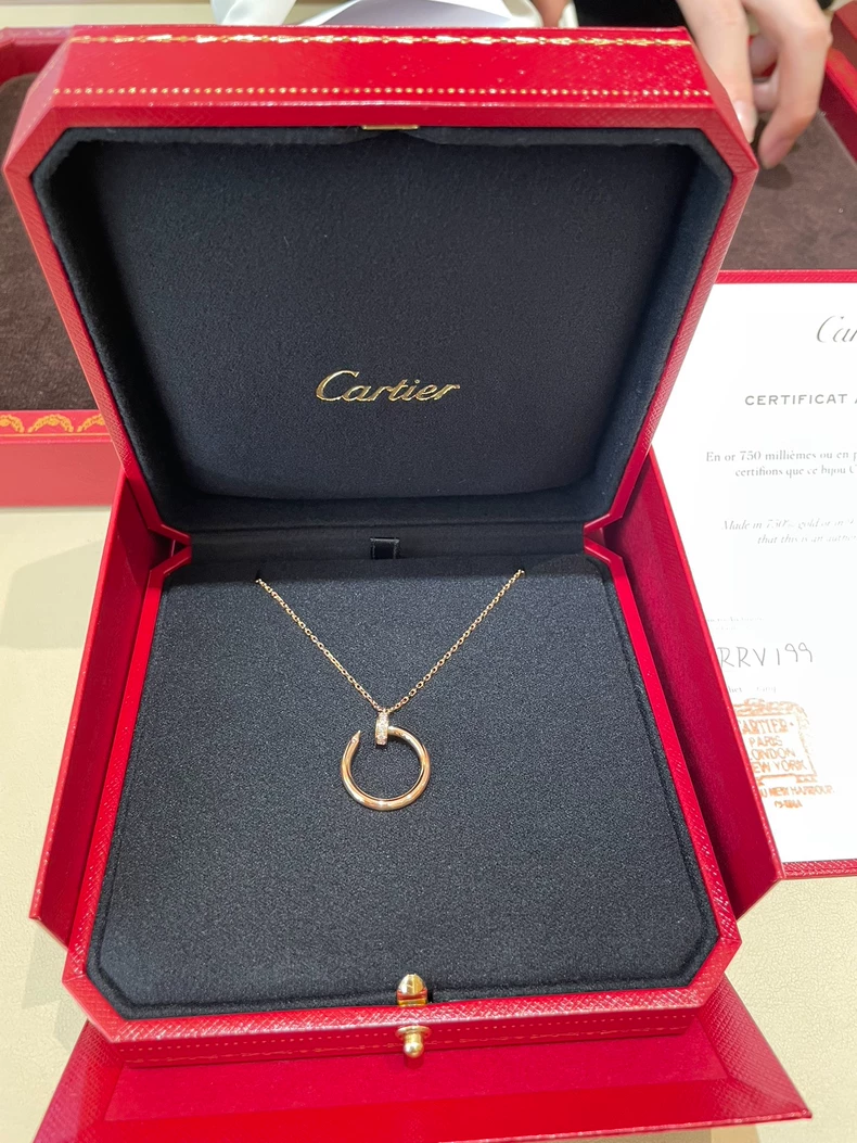 Cartier Rose Gold Half Diamond Nail Necklace