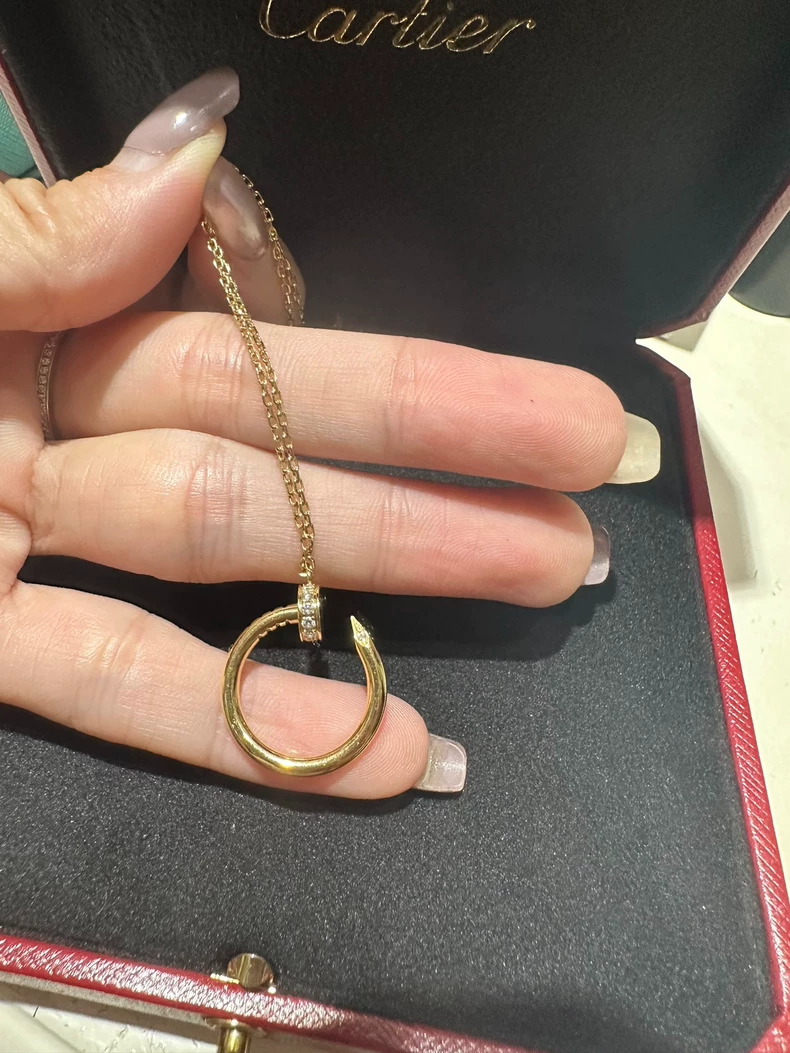 Cartier Rose Gold Half Diamond Nail Necklace-6
