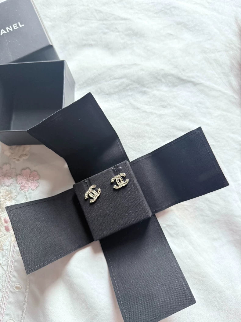 Chanel double stud earrings