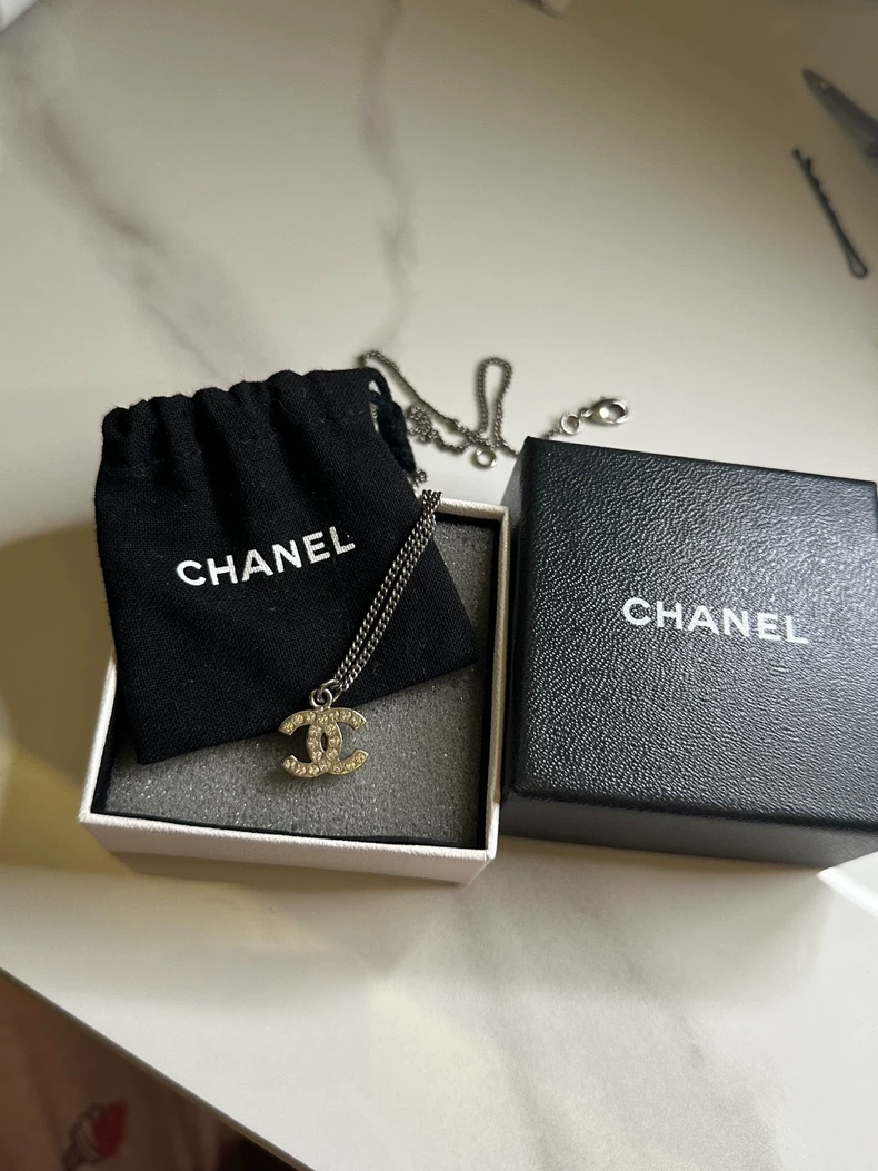 Chanel full diamond double c necklace rhinestone vintage clavicle necklace