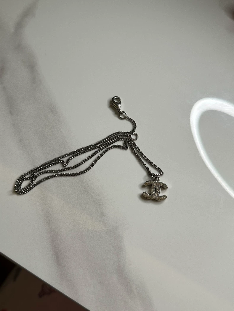 Chanel full diamond double c necklace rhinestone vintage clavicle necklace-2