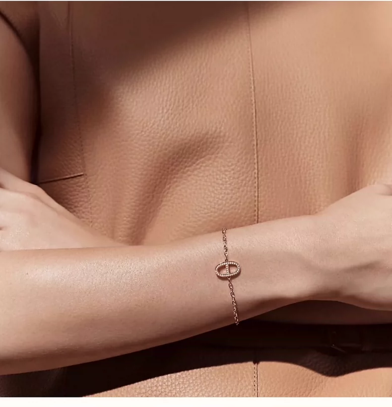 hermes pig nose rose gold diamond bracelet-2