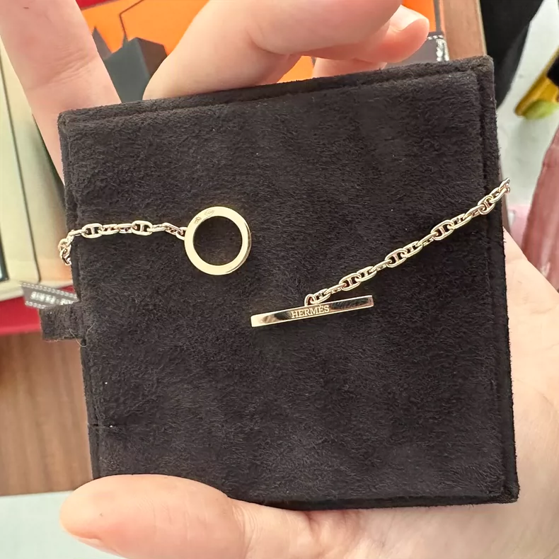 hermes pig nose rose gold diamond bracelet-4