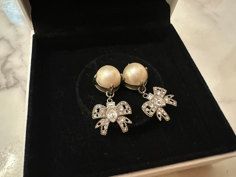 Miu Miu Butterfly Pearl Crystal Earrings-3