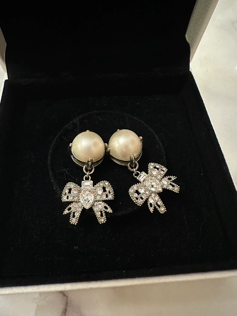 Miu Miu Butterfly Pearl Crystal Earrings-2