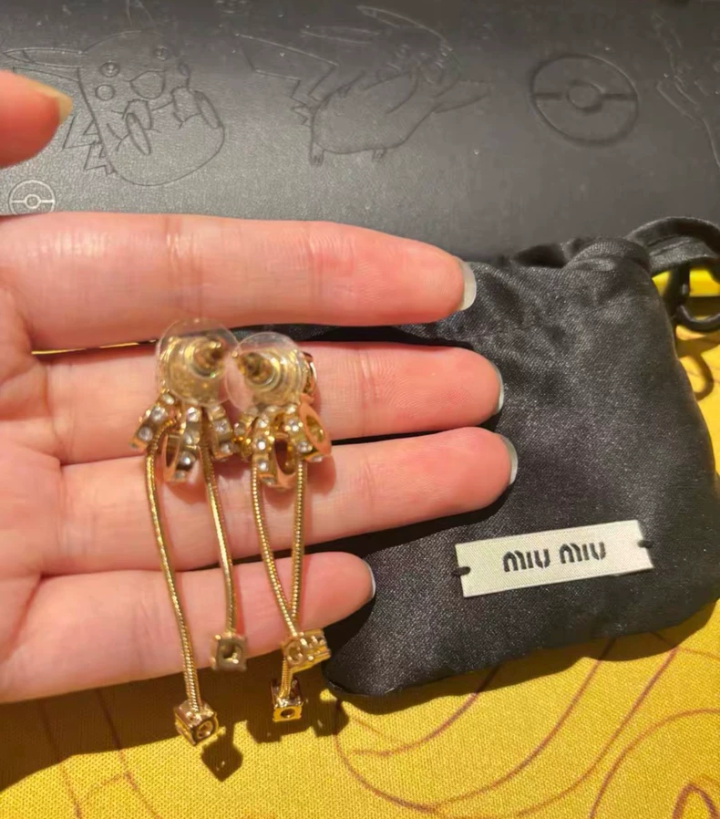 Miu Miu diamond tassel drop earrings-3