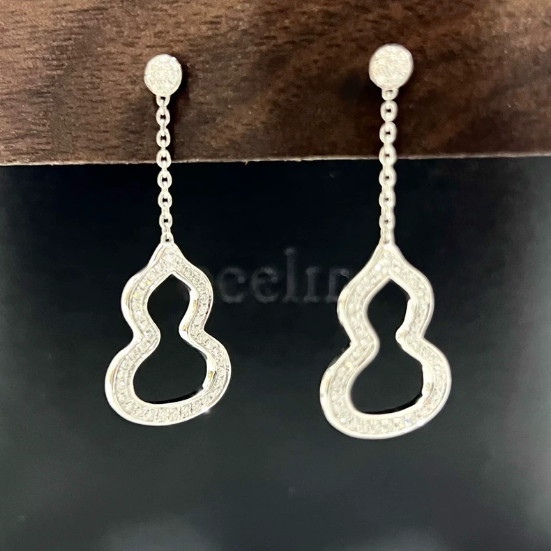 QeeLin Wulu Series Gourd Earrings Earrings Full Diamond 18k White Gold-2
