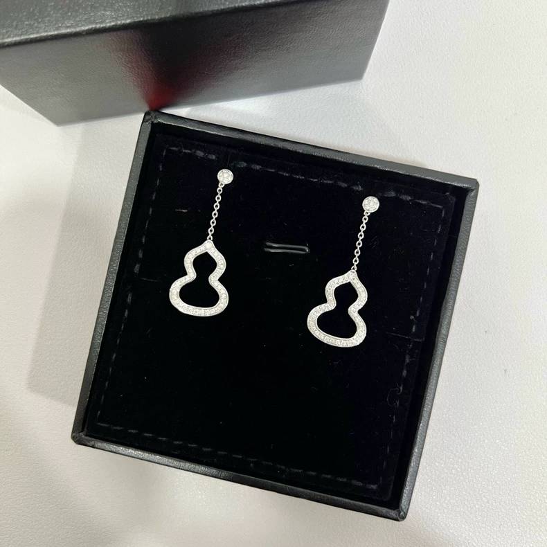 QeeLin Wulu Series Gourd Earrings Earrings Full Diamond 18k White Gold