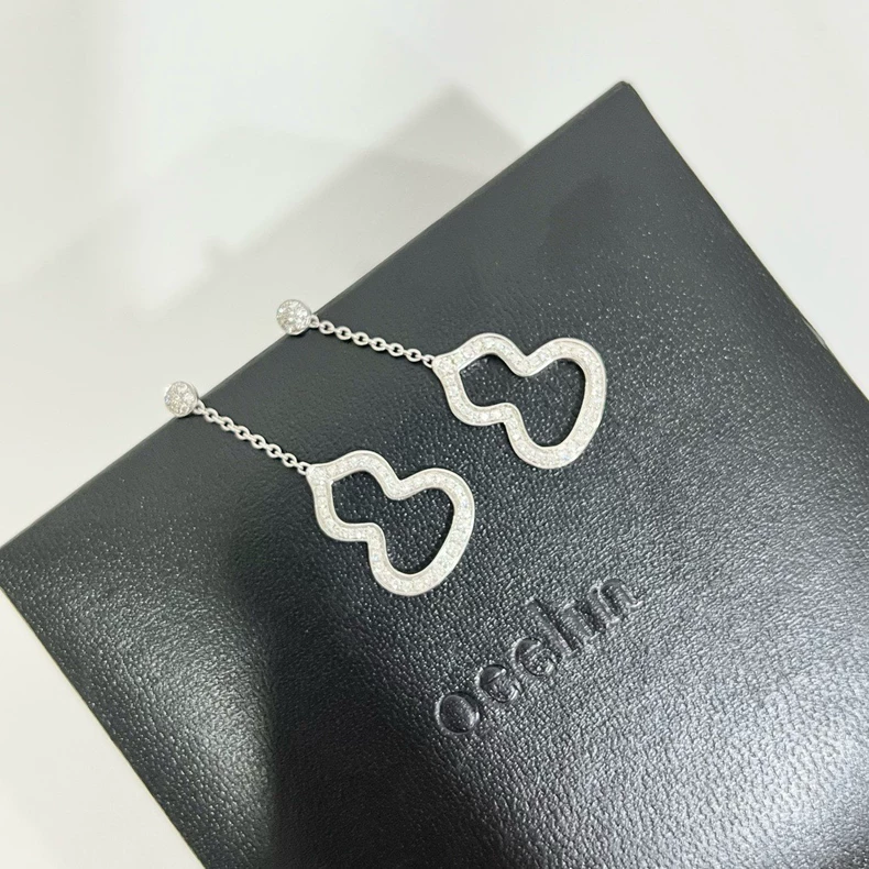QeeLin Wulu Series Gourd Earrings Earrings Full Diamond 18k White Gold-3