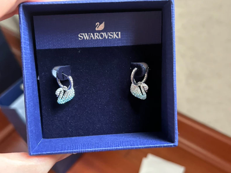 Swarovski Blue Swan Earrings
