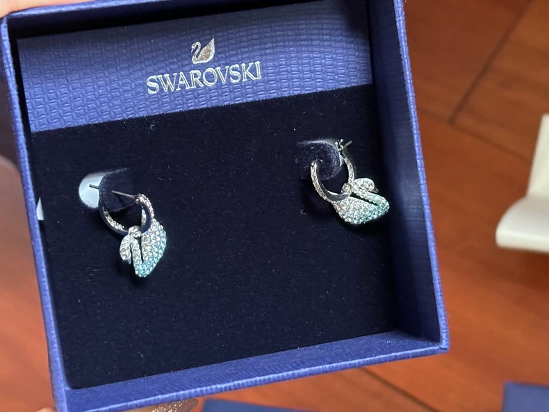 Swarovski Blue Swan Earrings-3