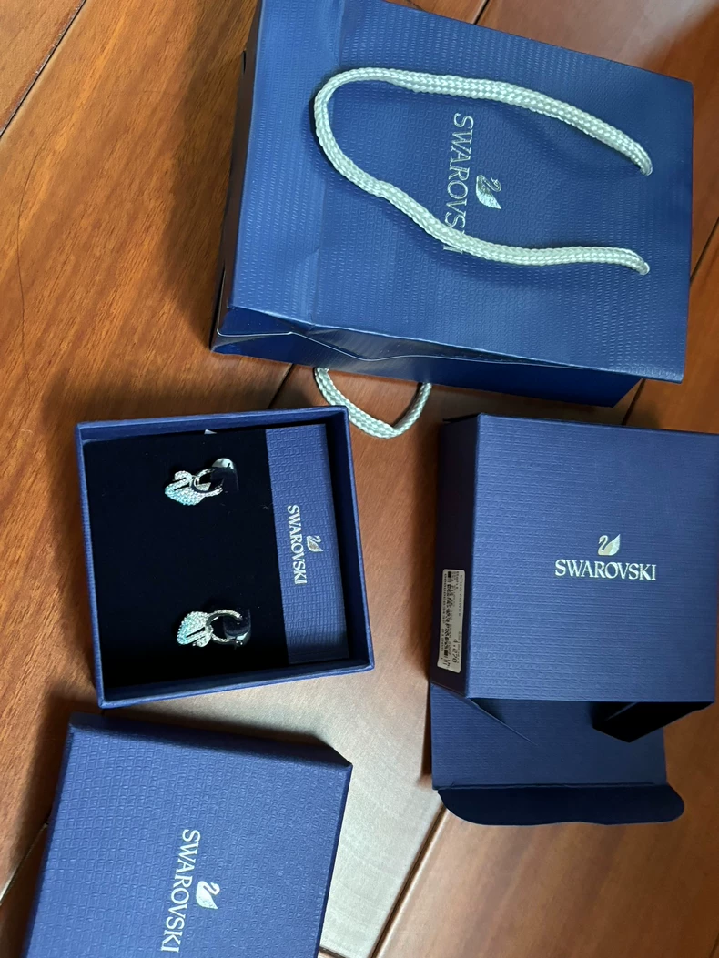Swarovski Blue Swan Earrings-2