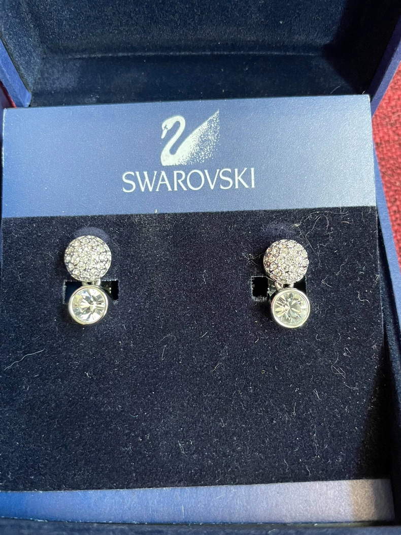 SWAROVSKI Diamond Half Ball Clip Earrings-2