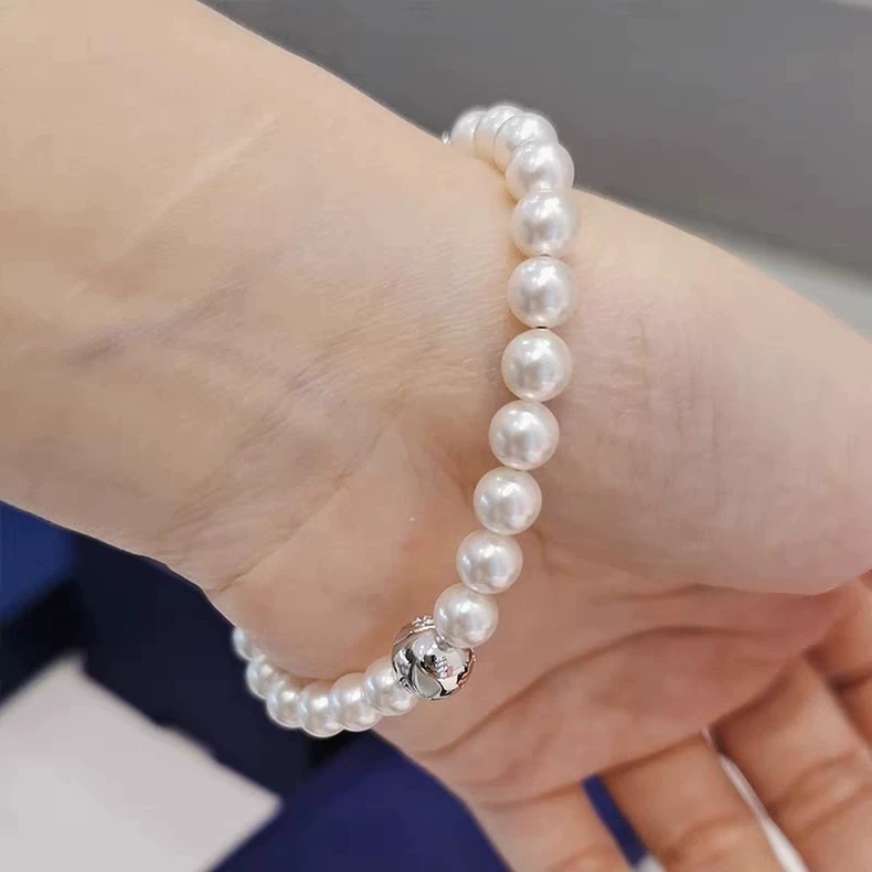 Swarovski Nice Elegant and Exquisite Feather Shape Bracelet Women Magnetic Clasp Crystal Pearl-3