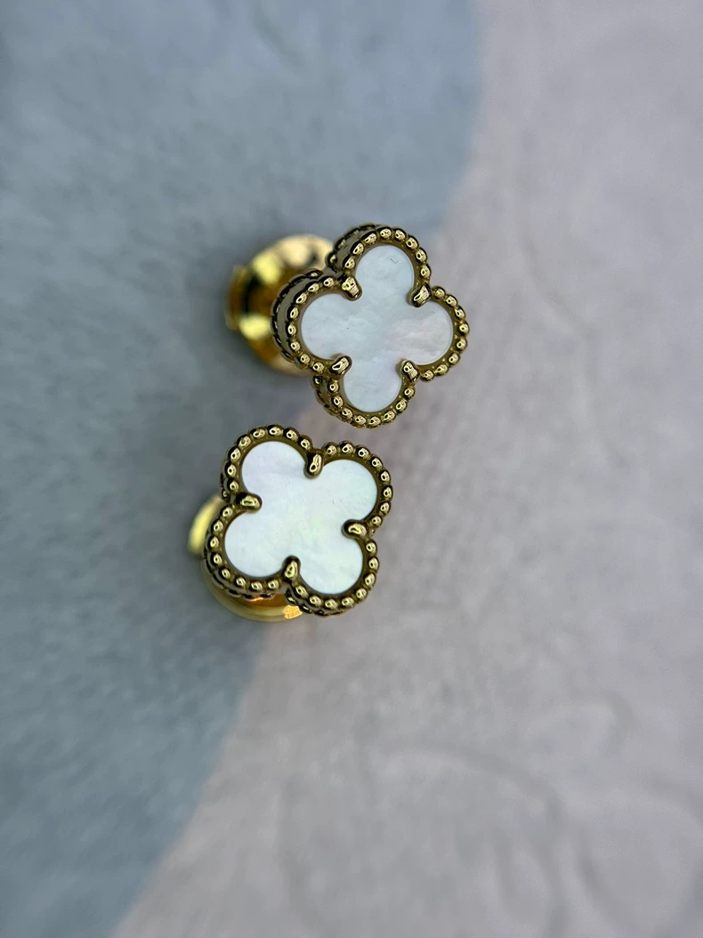 Van Cleef & Arpels White Mother-of-Pearl Flower Earrings