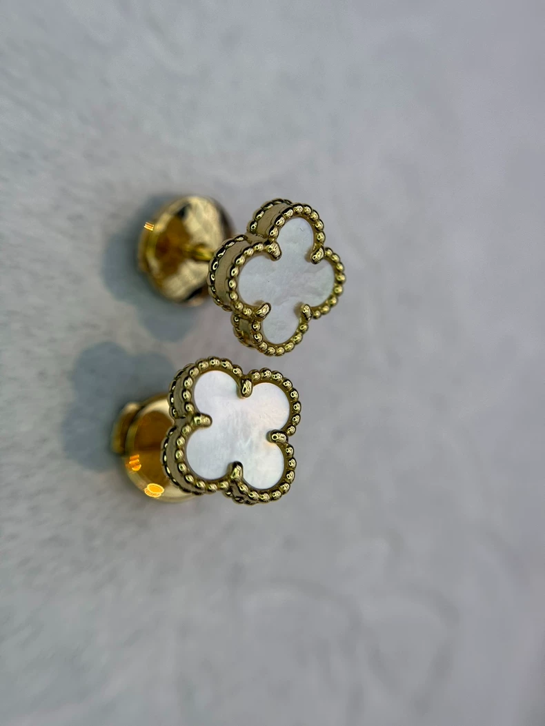 Van Cleef & Arpels White Mother-of-Pearl Flower Earrings-5