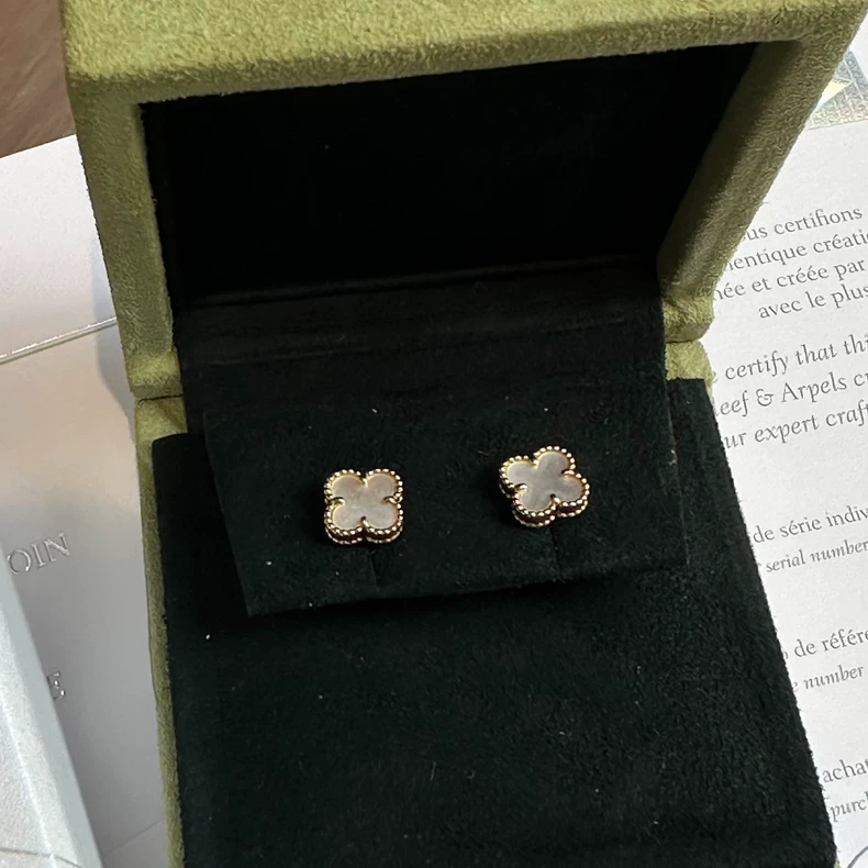 Van Cleef & Arpels White Mother-of-Pearl Flower Earrings-2