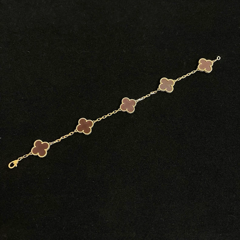 VCA/Van Cleef & Arpels Four-Leaf Lucky Series Vintage Alhambra Red Five-Flower Bracelet-5