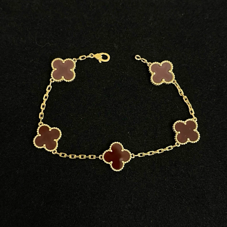 VCA/Van Cleef & Arpels Four-Leaf Lucky Series Vintage Alhambra Red Five-Flower Bracelet