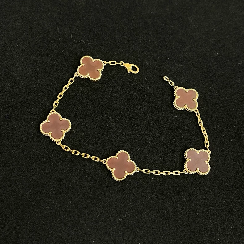 VCA/Van Cleef & Arpels Four-Leaf Lucky Series Vintage Alhambra Red Five-Flower Bracelet-2