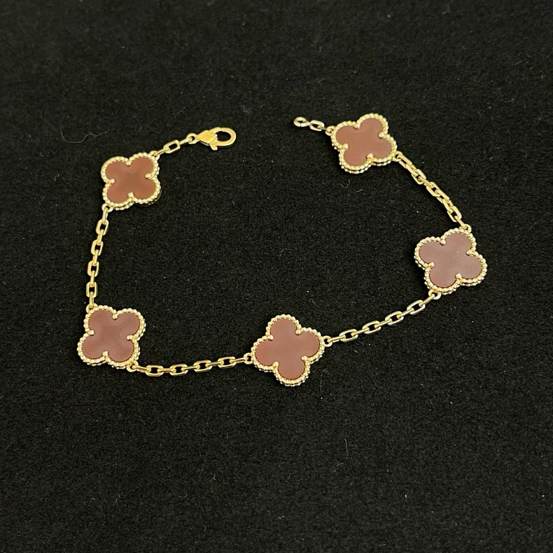 VCA/Van Cleef & Arpels Four-Leaf Lucky Series Vintage Alhambra Red Five-Flower Bracelet-4